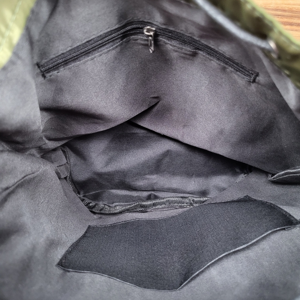 Nylon Army Green Bucket Crossbody Bag, 2 Straps Included, 10×12×5, NWOT - Picture 8 of 10